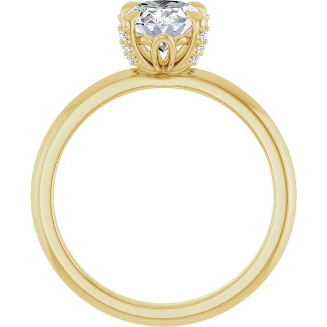 14K White Gold 1.32 CTW Oval-Cut Lab Grown Diamond Solitaire Engagement Ring with Pavé Band