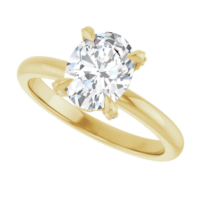 14K White Gold 1.32 CTW Oval-Cut Lab Grown Diamond Solitaire Engagement Ring with Pavé Band