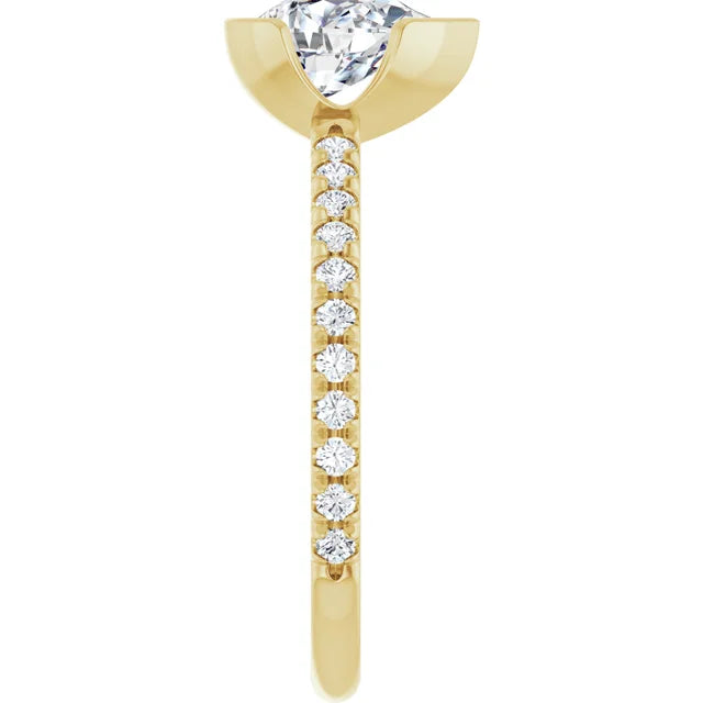 14K White Gold 1.34 CTW Pear-Cut Lab Grown Diamond Half Bezel Engagement Ring