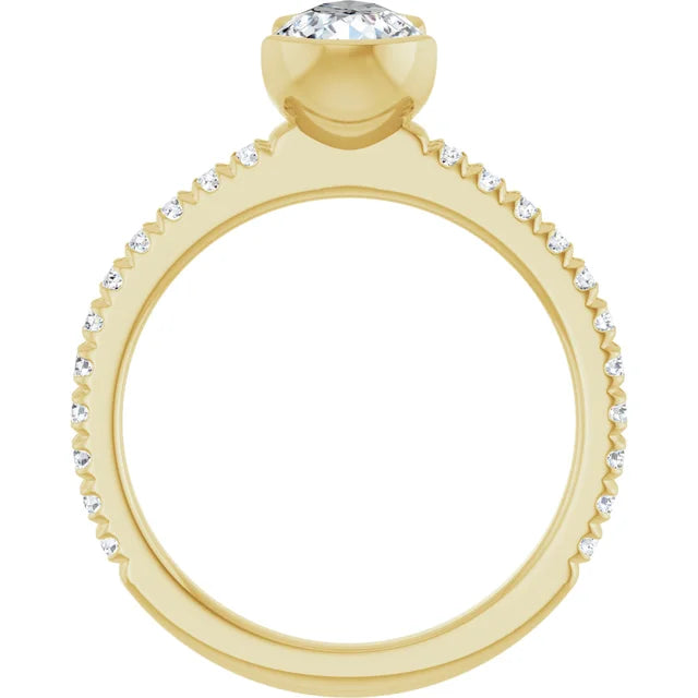 14K White Gold 1.34 CTW Pear-Cut Lab Grown Diamond Half Bezel Engagement Ring