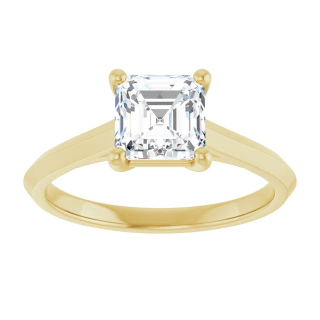14K White Gold 1.36 CTW Asscher Solitaire Lab Grown Diamond Engagement Ring