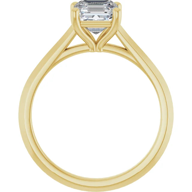 14K White Gold 1.36 CTW Asscher Solitaire Lab Grown Diamond Engagement Ring