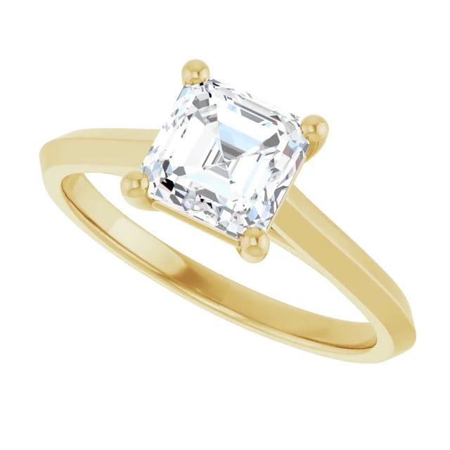 14K White Gold 1.36 CTW Asscher Solitaire Lab Grown Diamond Engagement Ring