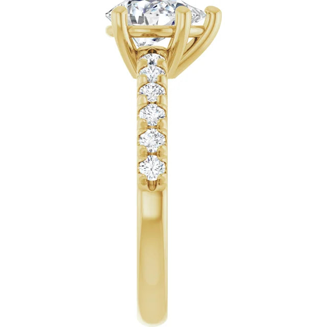 14K White Gold 1.41 CTW Pear Solitaire Lab Grown Diamond Engagement Ring with Pavé Band
