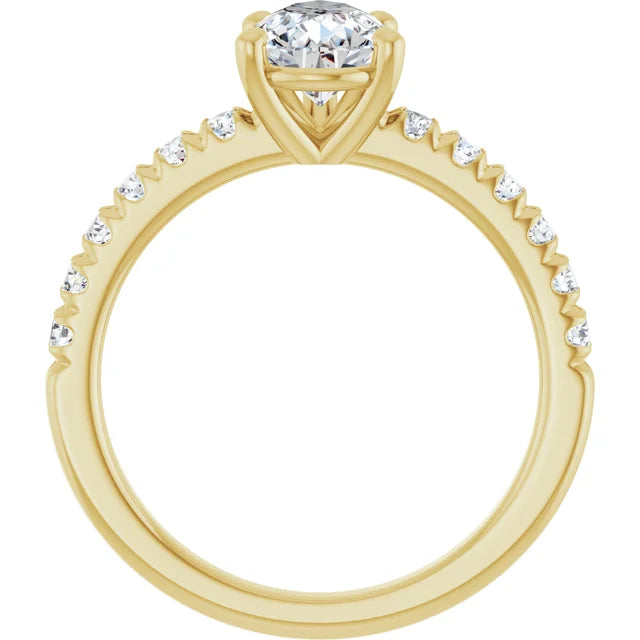 14K White Gold 1.41 CTW Pear Solitaire Lab Grown Diamond Engagement Ring with Pavé Band
