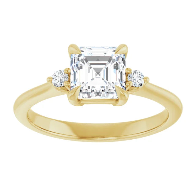14K White Gold 1.42 CTW Asscher Solitaire Lab Grown Diamond Engagement Ring with Pavé Band