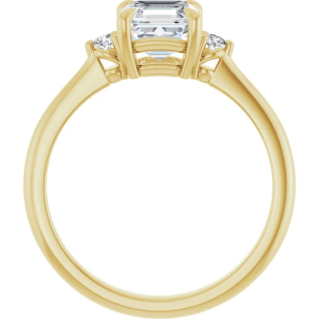 14K White Gold 1.42 CTW Asscher Solitaire Lab Grown Diamond Engagement Ring with Pavé Band