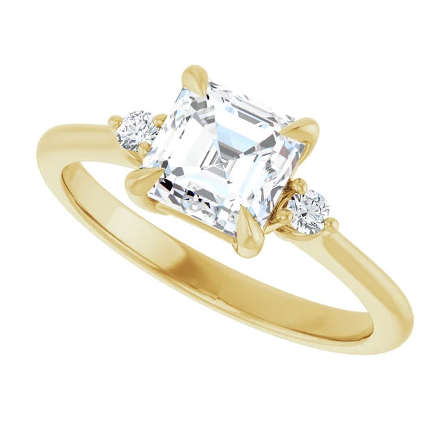 14K White Gold 1.42 CTW Asscher Solitaire Lab Grown Diamond Engagement Ring with Pavé Band