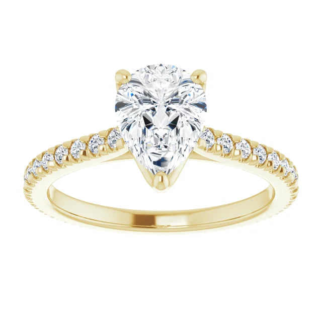14K White Gold 1.53 CTW Pear-Cut Lab Grown Diamond Engagement Ring with Eternity and Pavé Band