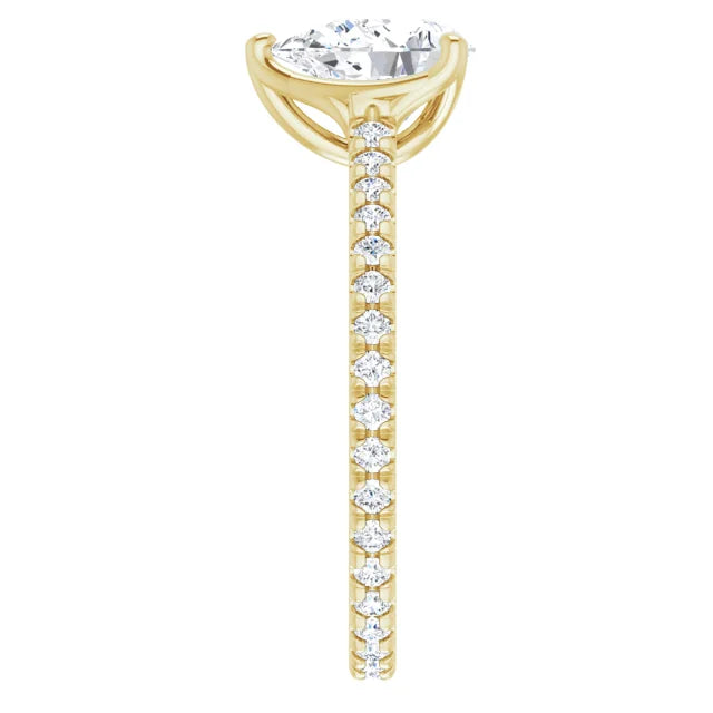 14K White Gold 1.53 CTW Pear-Cut Lab Grown Diamond Engagement Ring with Eternity and Pavé Band