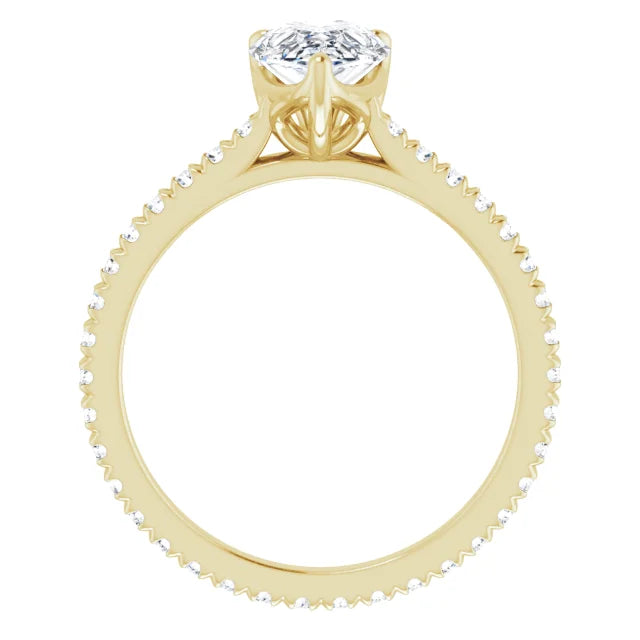 14K White Gold 1.53 CTW Pear-Cut Lab Grown Diamond Engagement Ring with Eternity and Pavé Band