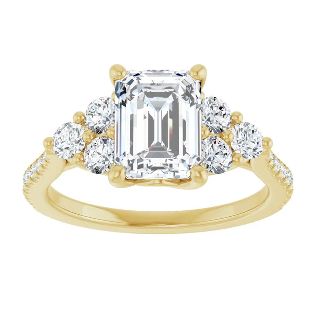 14K White Gold 1.54 CTW Emerald-Cut Lab Grown Diamond Solitaire Engagement Ring with French-Set Pavé Band