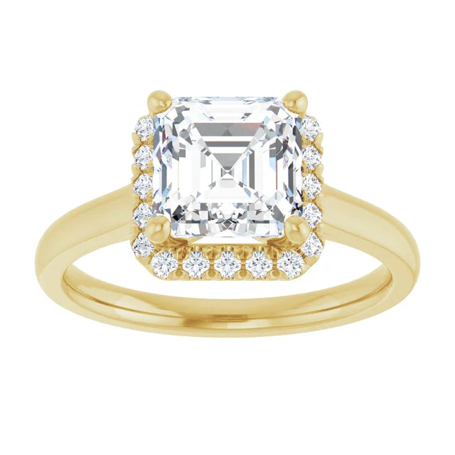 14K White Gold 1.55 CTW Asscher-Cut Lab Grown Diamond Engagement Ring with Halo and French-Set Accents