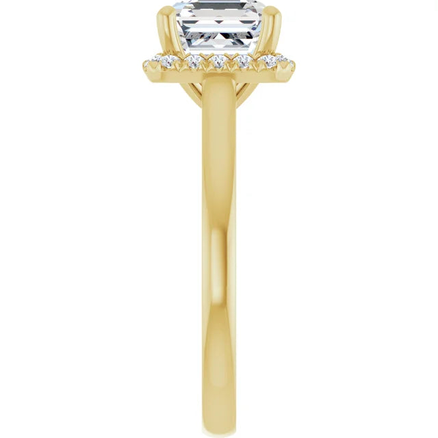 14K White Gold 1.55 CTW Asscher-Cut Lab Grown Diamond Engagement Ring with Halo and French-Set Accents
