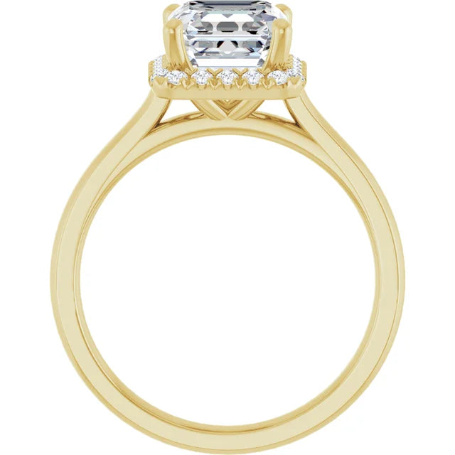 14K White Gold 1.55 CTW Asscher-Cut Lab Grown Diamond Engagement Ring with Halo and French-Set Accents