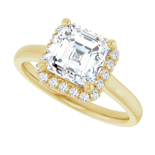 14K White Gold 1.55 CTW Asscher-Cut Lab Grown Diamond Engagement Ring with Halo and French-Set Accents