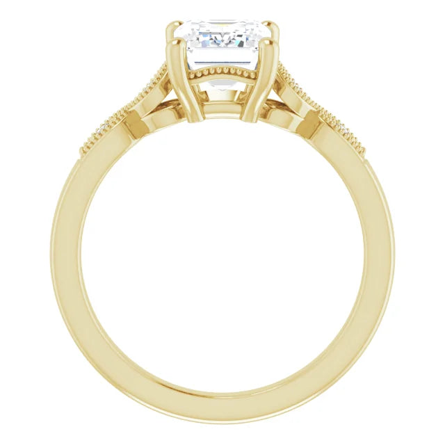 14K White Gold 1.56 CTW Emerald-Cut Lab Grown Diamond Solitaire Engagement Ring with Pavé Band