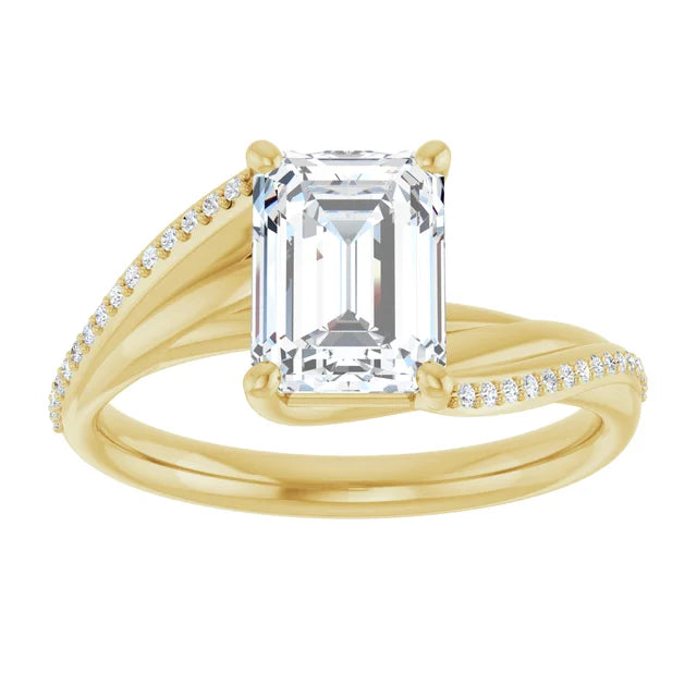 14K White Gold 1.58 CTW Emerald Solitaire Pavé Lab Grown Diamond Engagement Ring