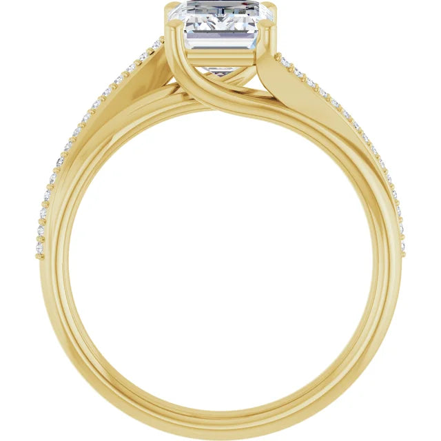 14K White Gold 1.58 CTW Emerald Solitaire Pavé Lab Grown Diamond Engagement Ring