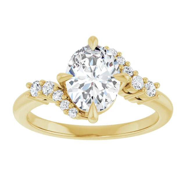 14K White Gold 1.58 CTW Oval Solitaire Pavé Lab Grown Diamond Engagement Ring