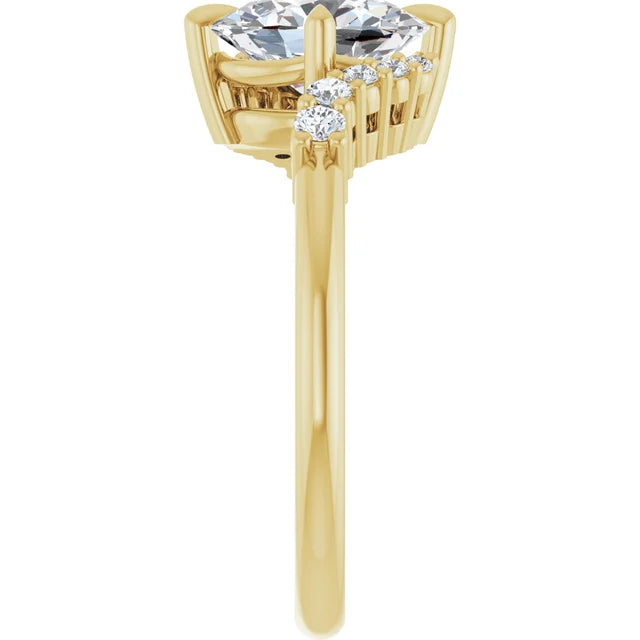 14K White Gold 1.58 CTW Oval Solitaire Pavé Lab Grown Diamond Engagement Ring