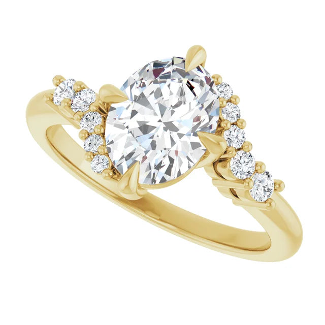 14K White Gold 1.58 CTW Oval Solitaire Pavé Lab Grown Diamond Engagement Ring