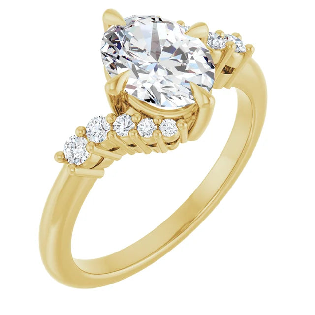 14K White Gold 1.58 CTW Oval Solitaire Pavé Lab Grown Diamond Engagement Ring