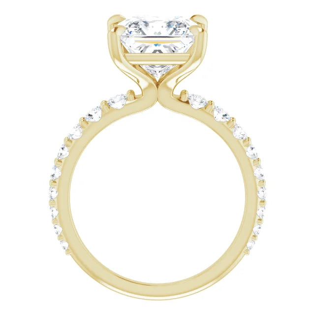 14K White Gold 1.75 CTW Princess-Cut Lab Grown Diamond Engagement Ring with Solitaire and Pavé Band