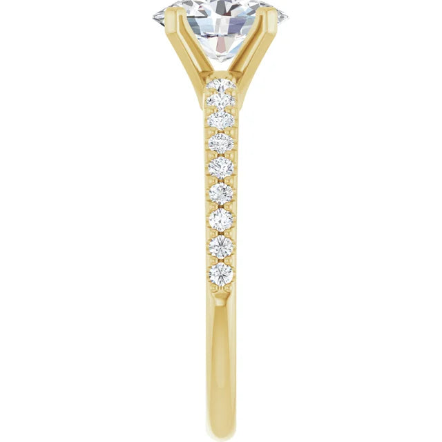 14K White Gold 1.76 CTW Oval Solitaire Pavé Lab Grown Diamond Engagement Ring