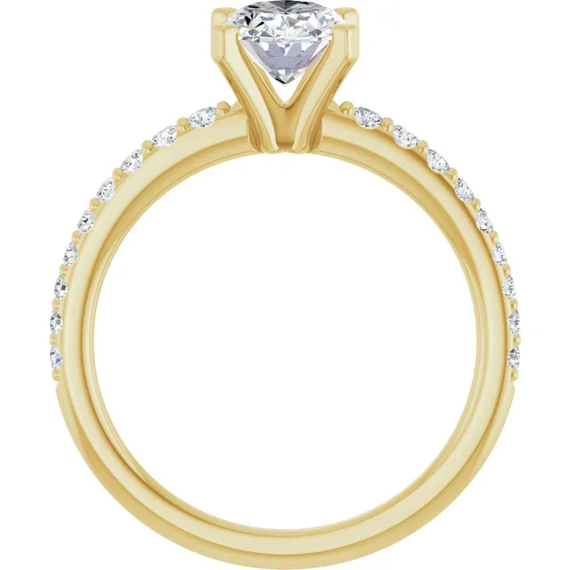 14K White Gold 1.76 CTW Oval Solitaire Pavé Lab Grown Diamond Engagement Ring