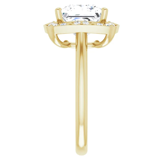 14K White Gold 1.77 CTW Princess Halo Vintage Inspired Lab Grown Diamond Engagement Ring