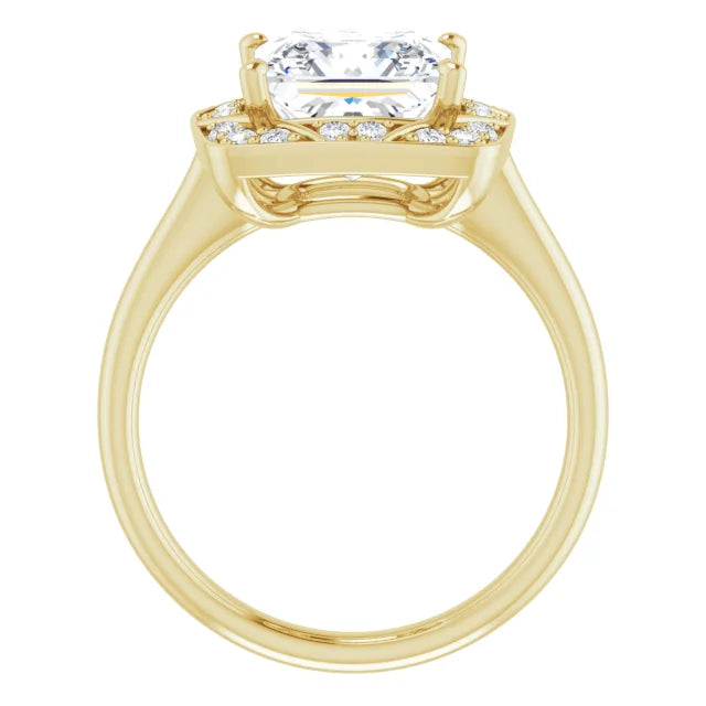 14K White Gold 1.77 CTW Princess Halo Vintage Inspired Lab Grown Diamond Engagement Ring