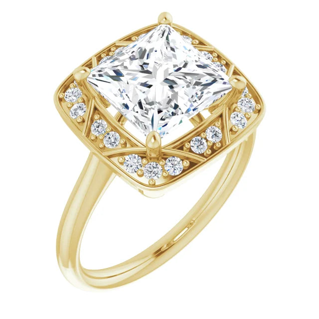 14K White Gold 1.77 CTW Princess Halo Vintage Inspired Lab Grown Diamond Engagement Ring