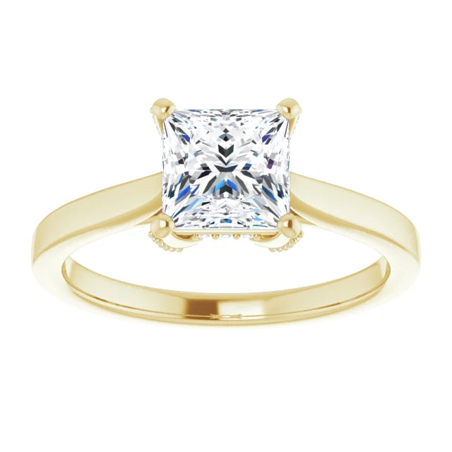 14K White Gold 1.84 CTW Princess Solitaire Lab Grown Diamond Engagement Ring with Pavé Band