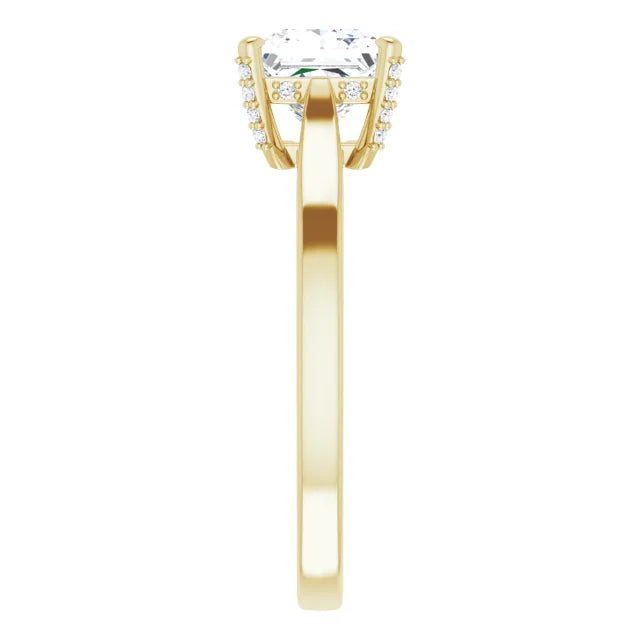 14K White Gold 1.84 CTW Princess Solitaire Lab Grown Diamond Engagement Ring with Pavé Band