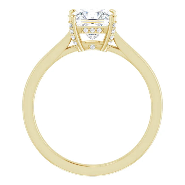 14K White Gold 1.84 CTW Princess Solitaire Lab Grown Diamond Engagement Ring with Pavé Band
