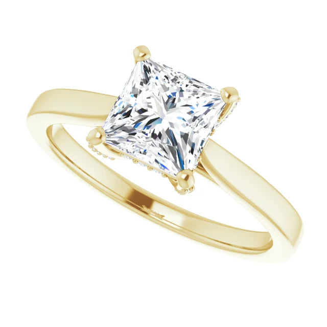 14K White Gold 1.84 CTW Princess Solitaire Lab Grown Diamond Engagement Ring with Pavé Band
