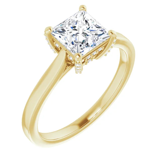 14K White Gold 1.84 CTW Princess Solitaire Lab Grown Diamond Engagement Ring with Pavé Band