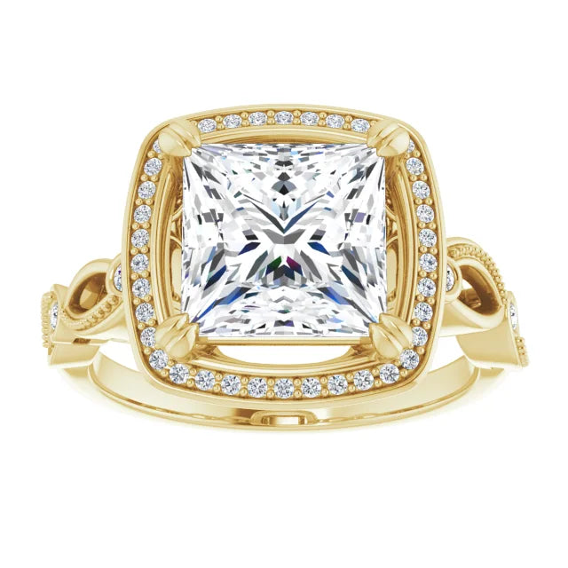 14K White Gold 1.86 CTW Princess Halo Sculptural Lab Grown Diamond Engagement Ring