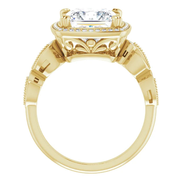 14K White Gold 1.86 CTW Princess Halo Sculptural Lab Grown Diamond Engagement Ring
