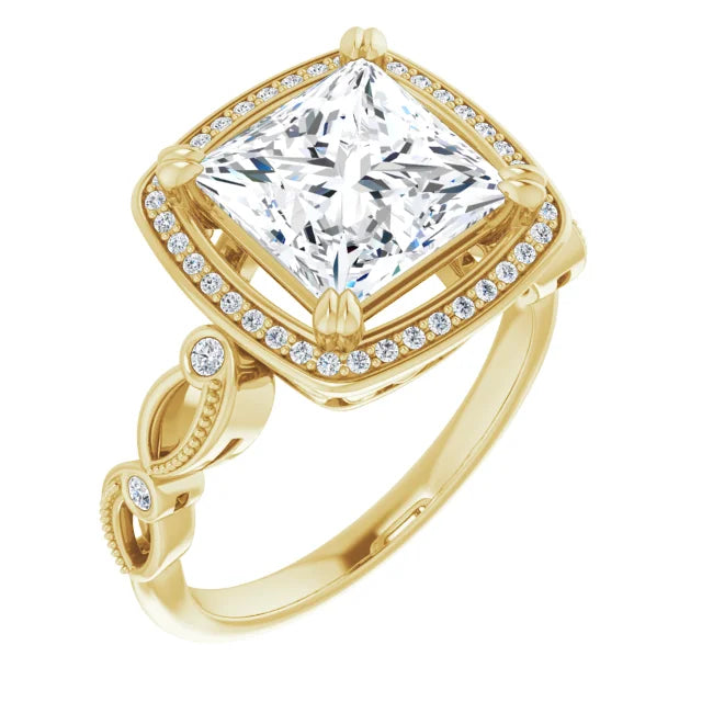 14K White Gold 1.86 CTW Princess Halo Sculptural Lab Grown Diamond Engagement Ring