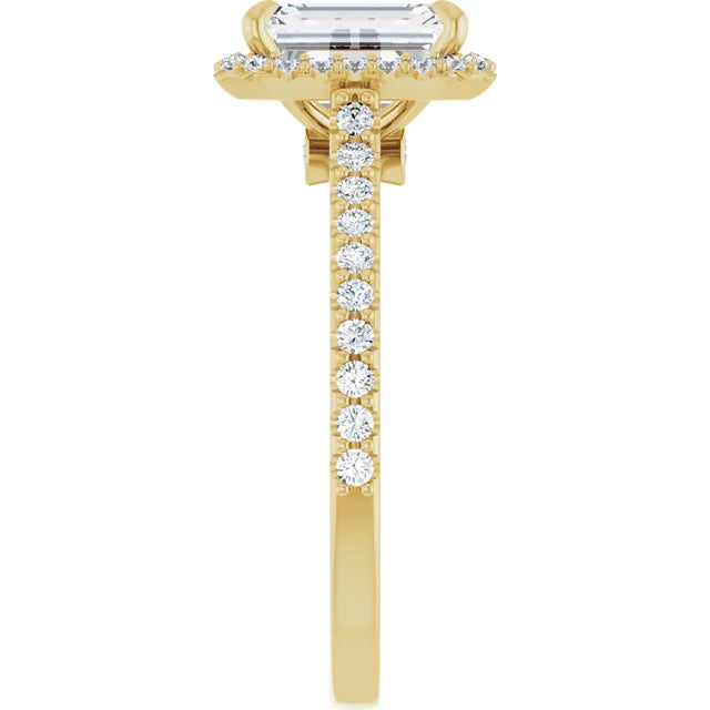 14K White Gold 1.89 CTW Emerald-Cut Lab Grown Diamond Halo Engagement Ring