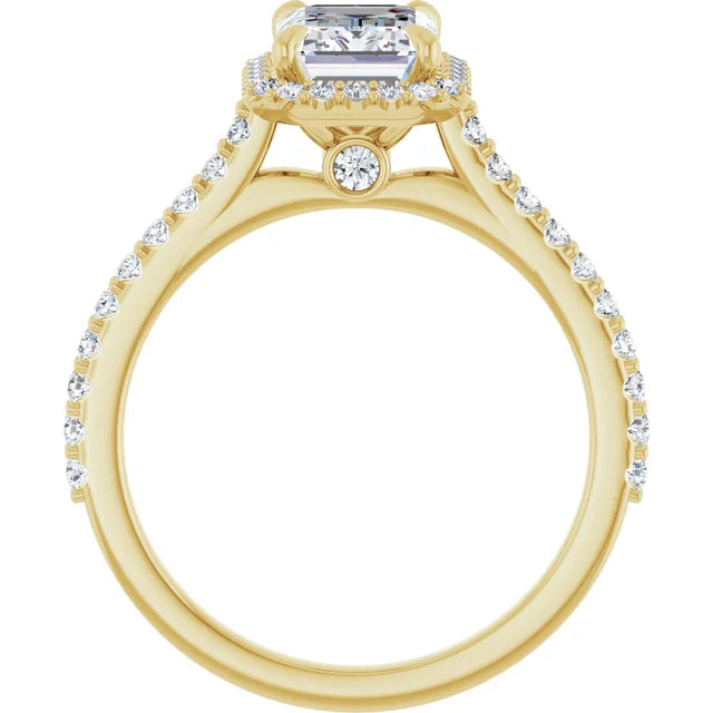 14K White Gold 1.89 CTW Emerald-Cut Lab Grown Diamond Halo Engagement Ring