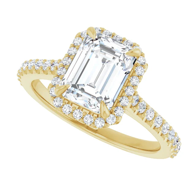 14K White Gold 1.89 CTW Emerald-Cut Lab Grown Diamond Halo Engagement Ring