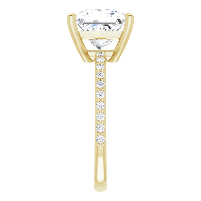 14K White Gold 1.91 CTW Princess-Cut Lab Grown Diamond Engagement Ring with Solitaire and Pavé Band