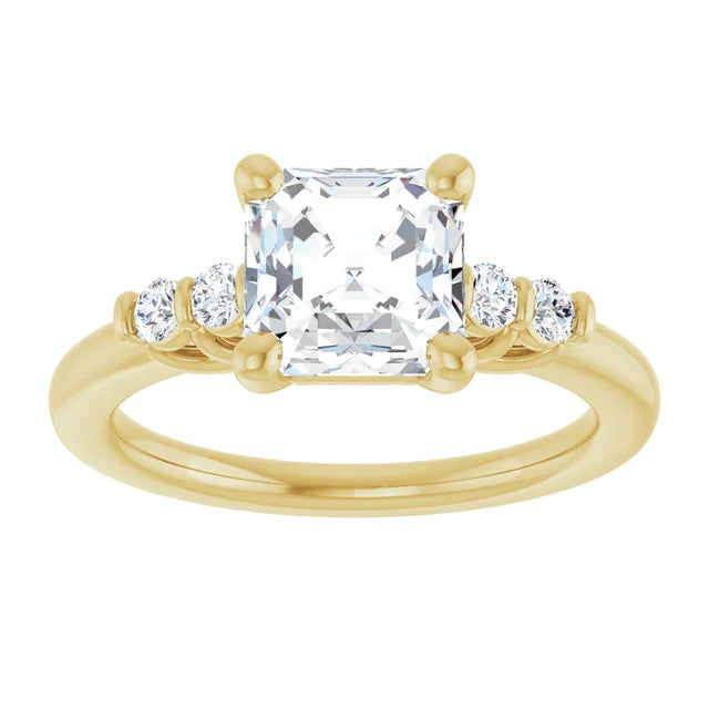 14K White Gold 1.97 CTW Asscher Solitaire Lab Grown Diamond Engagement Ring with Pavé Band