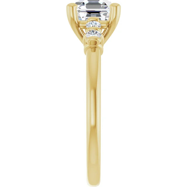 14K White Gold 1.97 CTW Asscher Solitaire Lab Grown Diamond Engagement Ring with Pavé Band