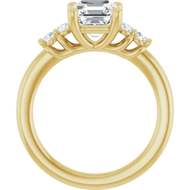 14K White Gold 1.97 CTW Asscher Solitaire Lab Grown Diamond Engagement Ring with Pavé Band
