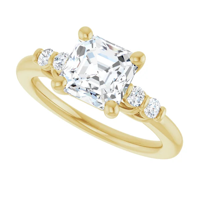 14K White Gold 1.97 CTW Asscher Solitaire Lab Grown Diamond Engagement Ring with Pavé Band