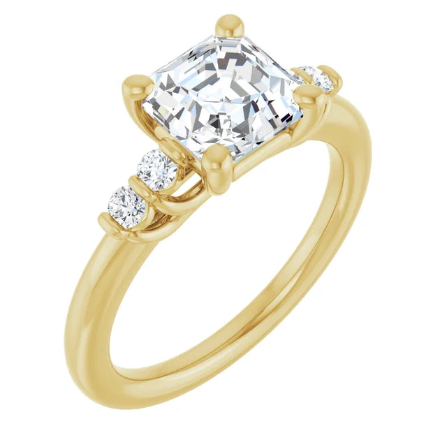 14K White Gold 1.97 CTW Asscher Solitaire Lab Grown Diamond Engagement Ring with Pavé Band